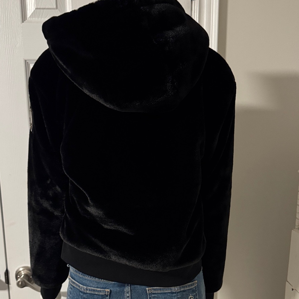 Moose Knuckles Black Hooded Bomber Jacket - Picture 9 of 14